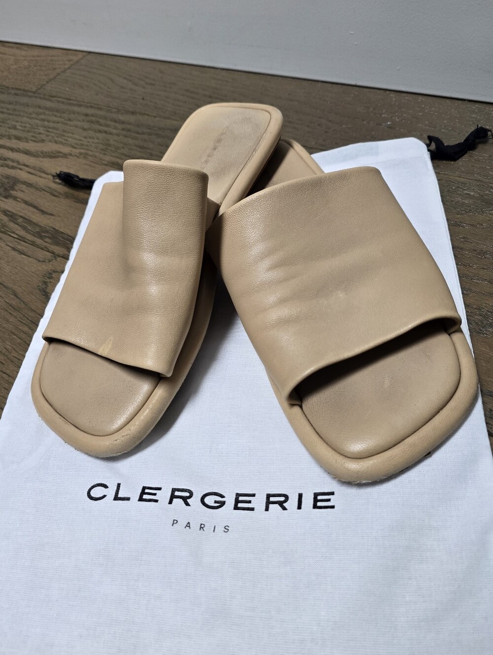 Clergerie Ezy Open-Toe Leather Slides in Nude